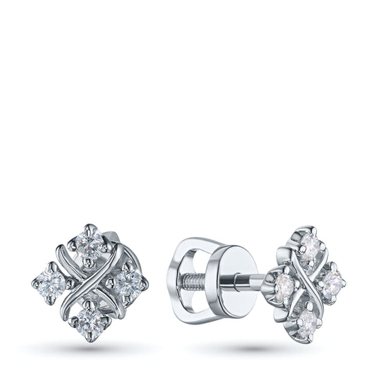 Sterling Silver Earring Studs with Lab-Created Diamonds