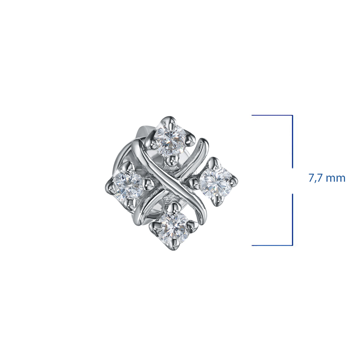 Sterling Silver Earring Studs with Lab-Created Diamonds