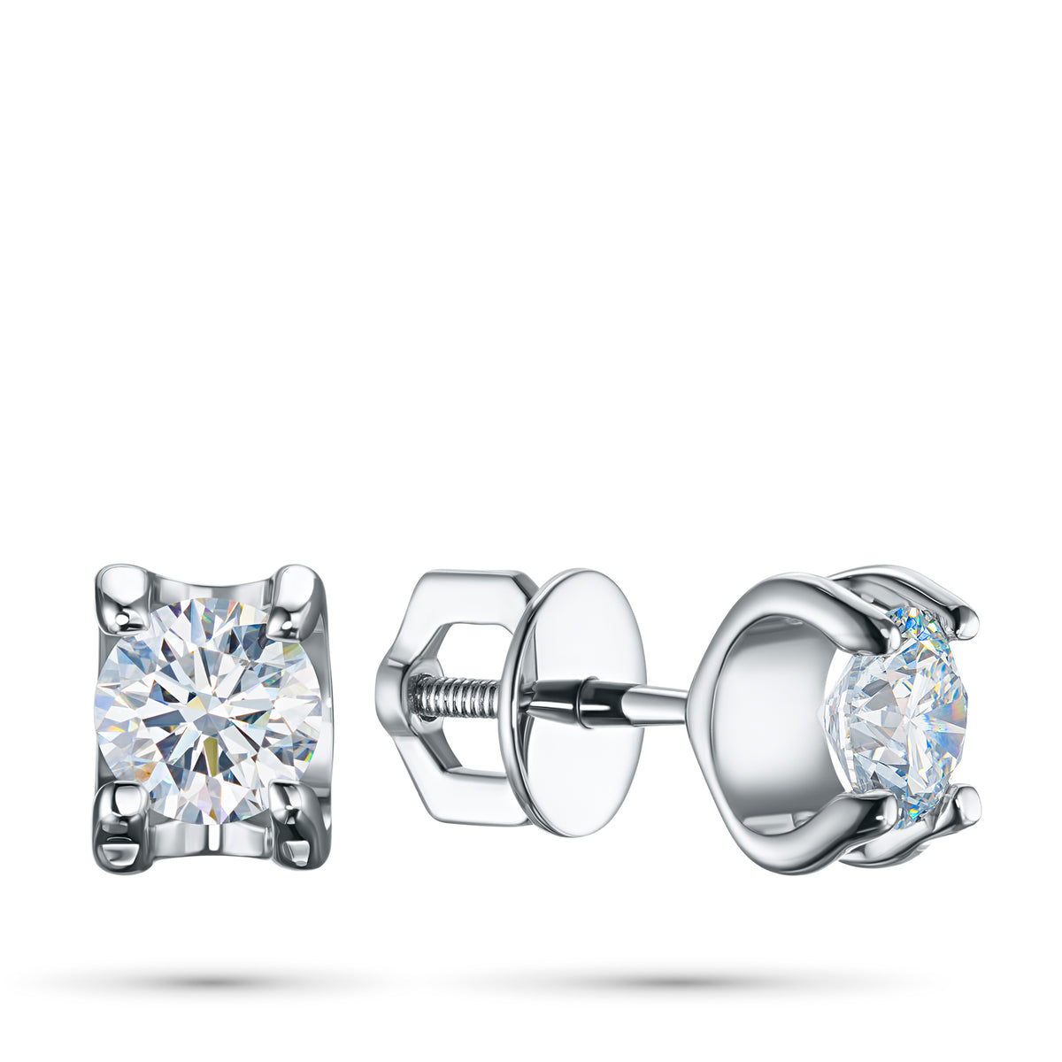 Sterling Silver Earring Studs with Lab-Created Diamonds