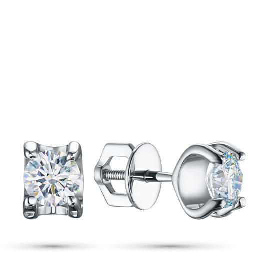 Sterling Silver Earring Studs with Lab-Created Diamonds