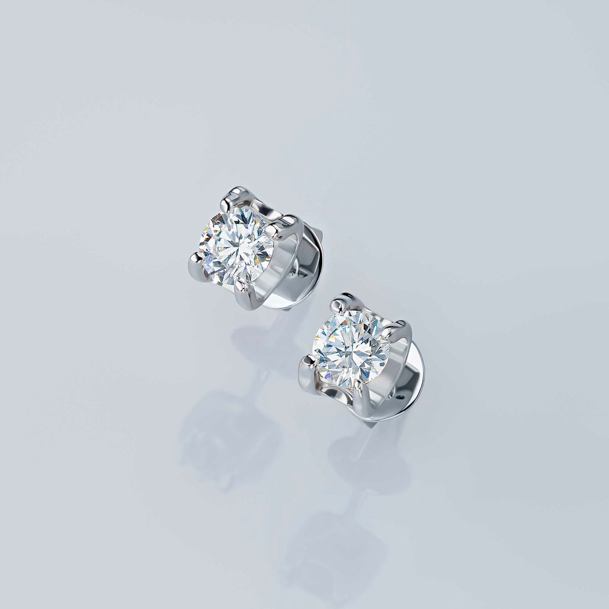 Sterling Silver Earring Studs with Lab-Created Diamonds