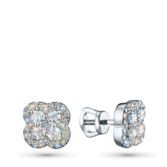 Sterling Silver Earring Studs with Lab-Created Diamonds