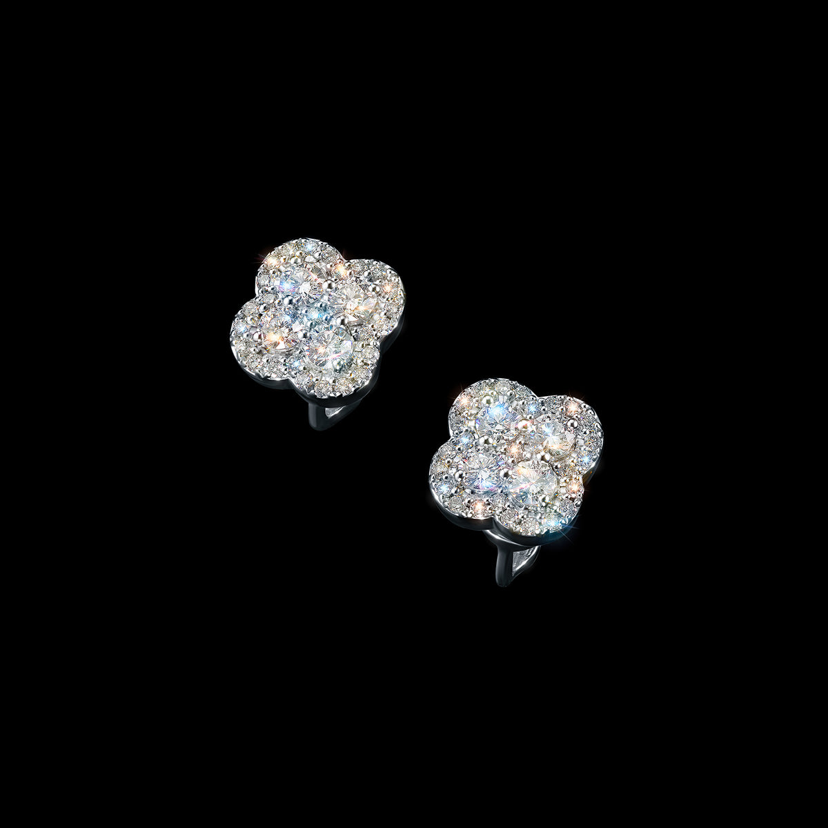 Sterling Silver Earring Studs with Lab-Created Diamonds