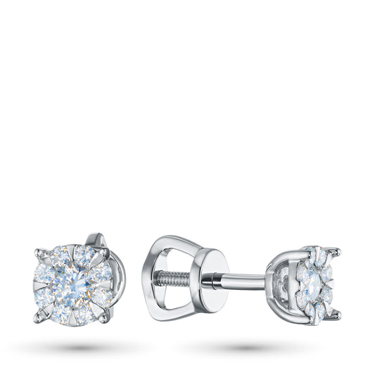 Sterling Silver Earring Studs with Lab-Created Diamonds