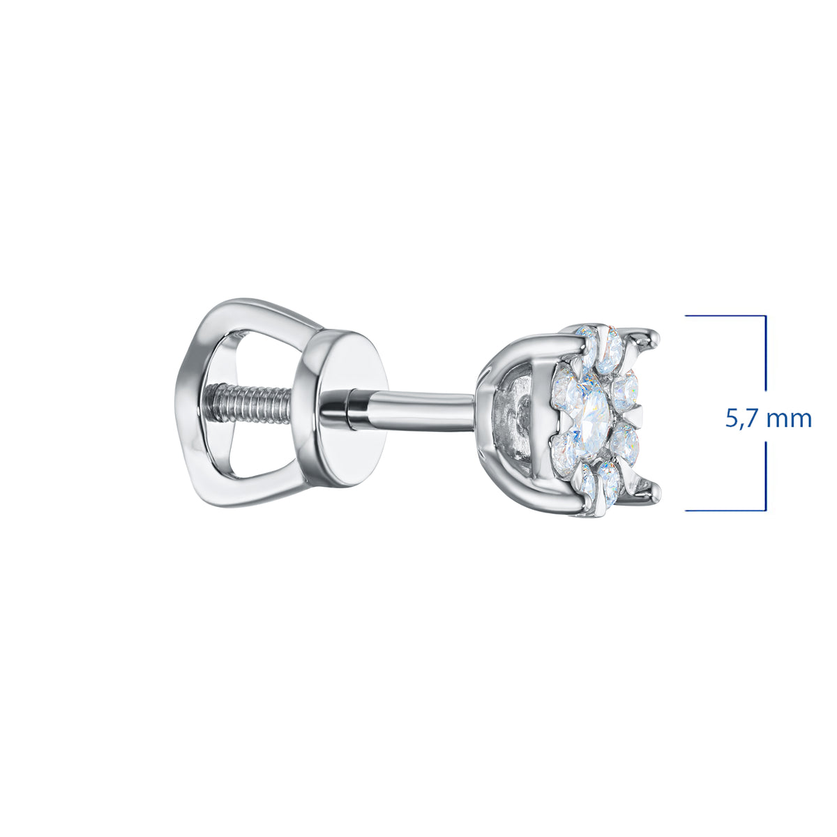 Sterling Silver Earring Studs with Lab-Created Diamonds