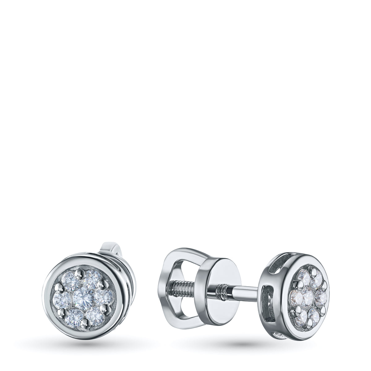 Sterling Silver Earring Studs with Lab-Created Diamonds