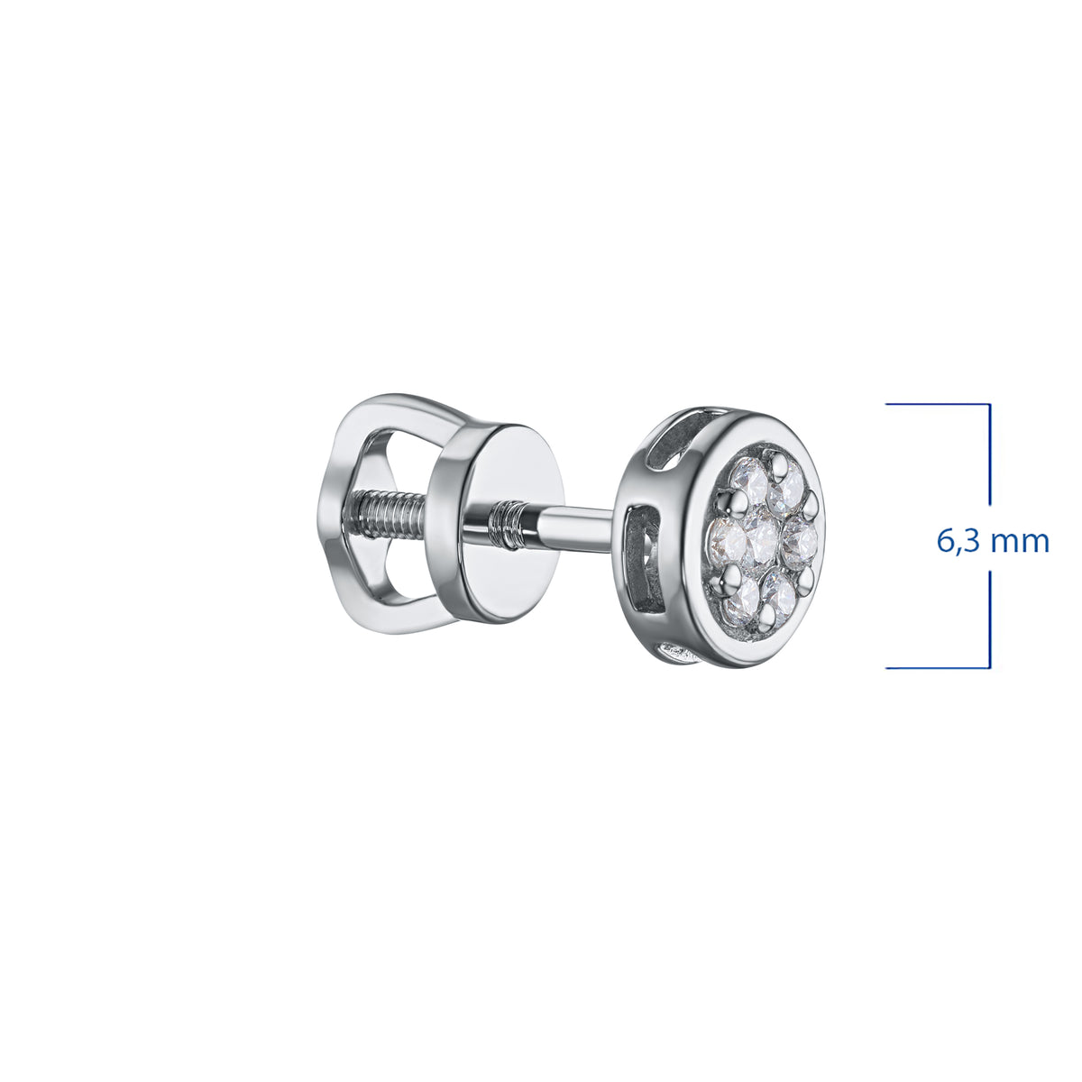 Sterling Silver Earring Studs with Lab-Created Diamonds