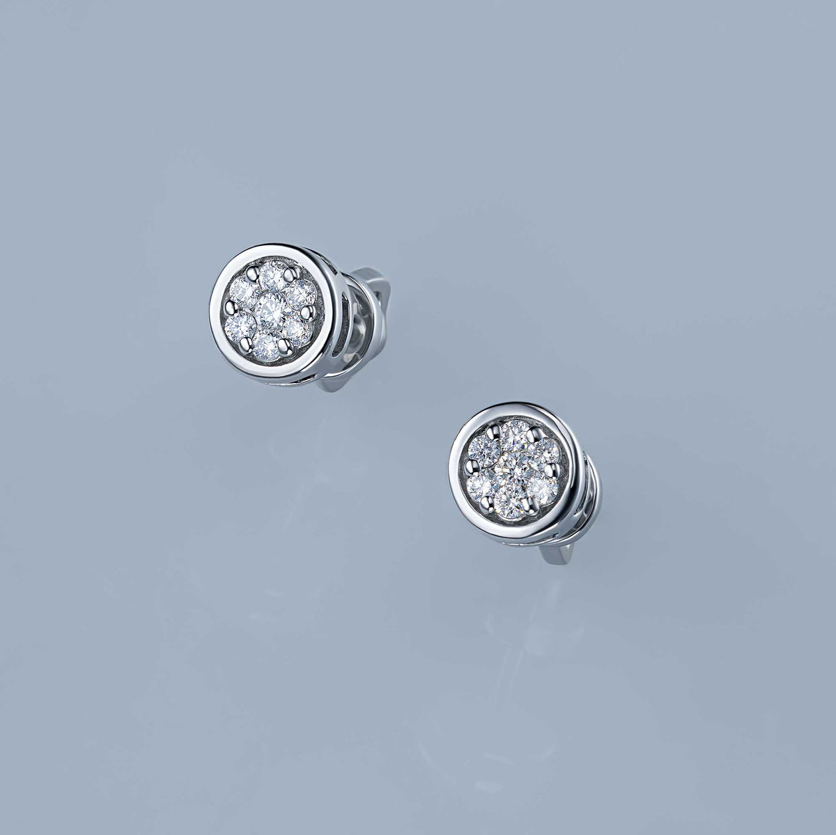 Sterling Silver Earring Studs with Lab-Created Diamonds