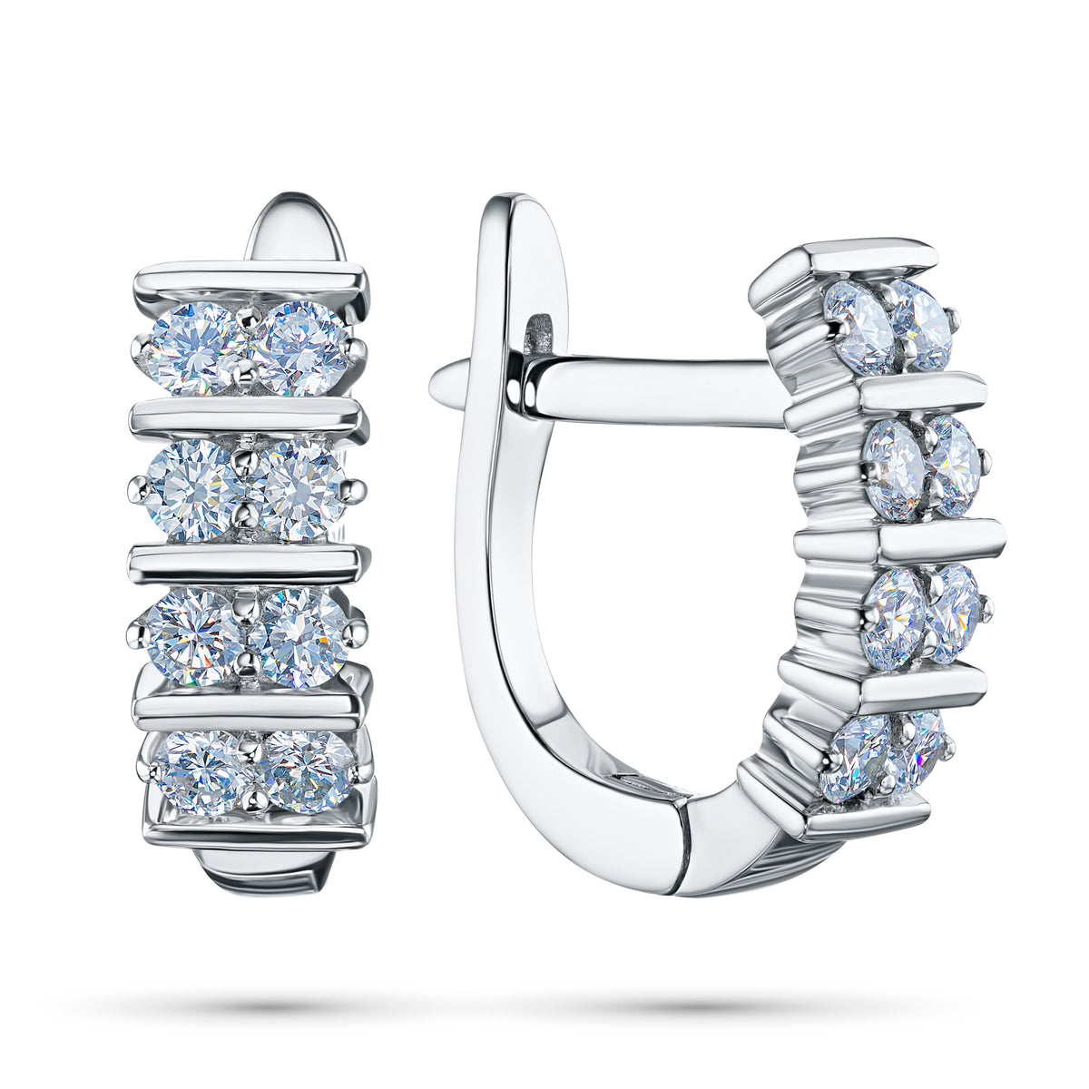 Sterling Silver Earrings with Lab-Created Diamonds