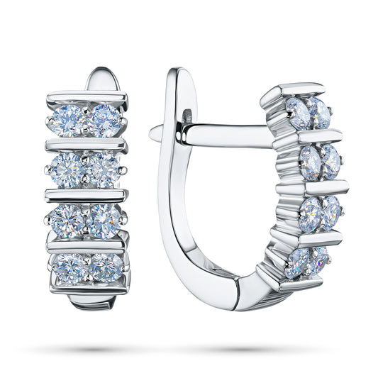 Sterling Silver Earrings with Lab-Created Diamonds