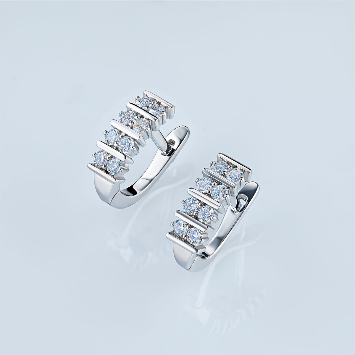 Sterling Silver Earrings with Lab-Created Diamonds