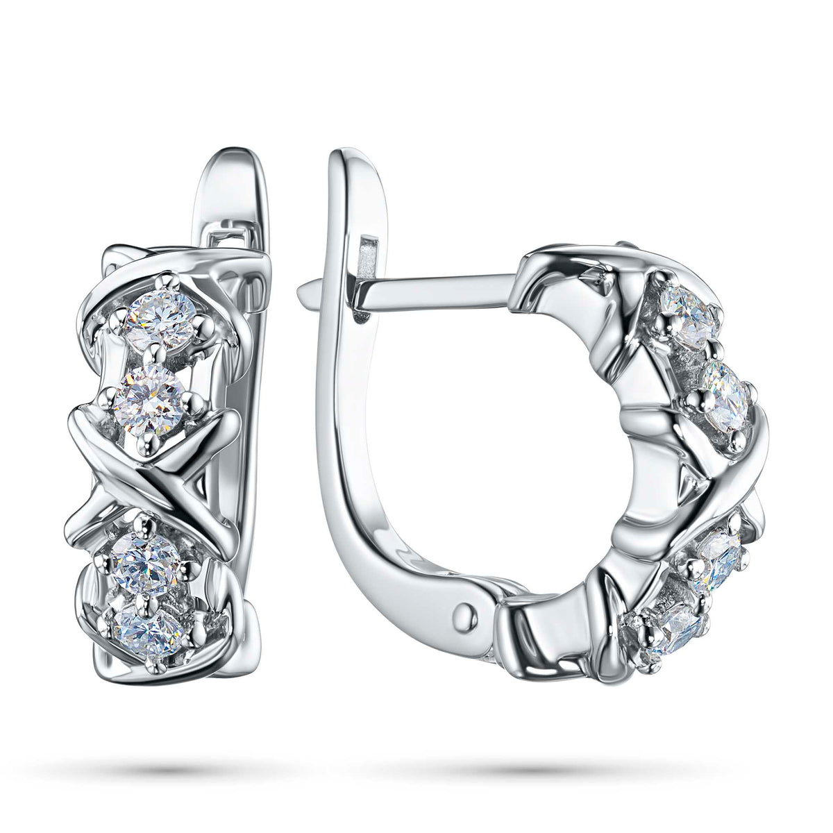 Sterling Silver Earrings with Lab-Created Diamonds