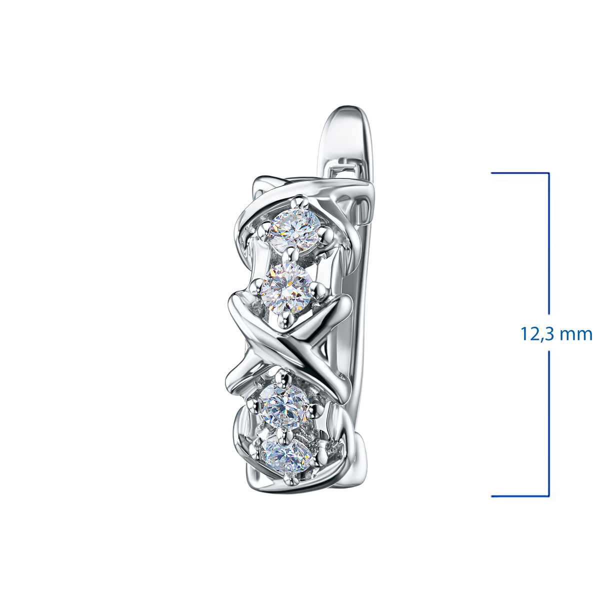 Sterling Silver Earrings with Lab-Created Diamonds