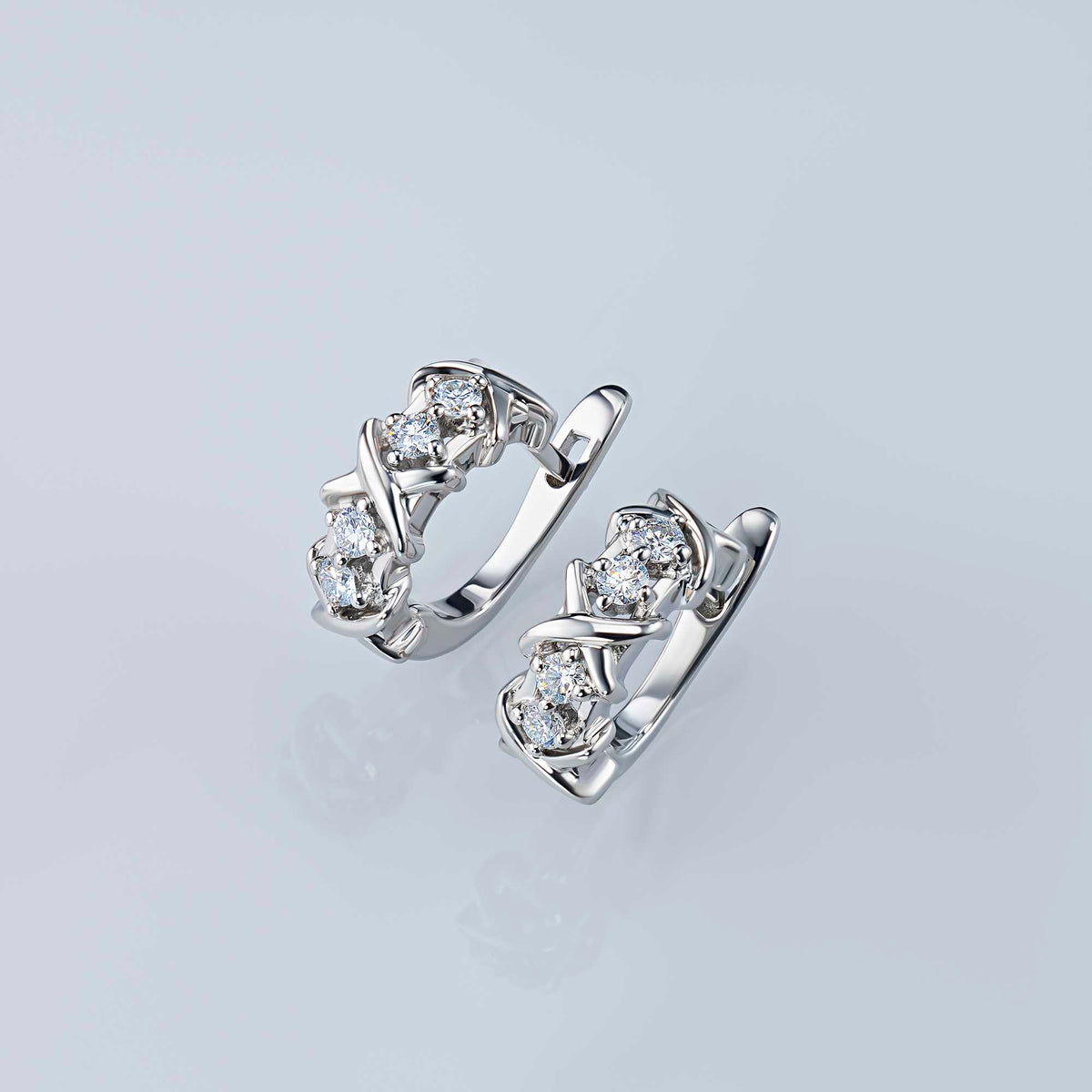 Sterling Silver Earrings with Lab-Created Diamonds