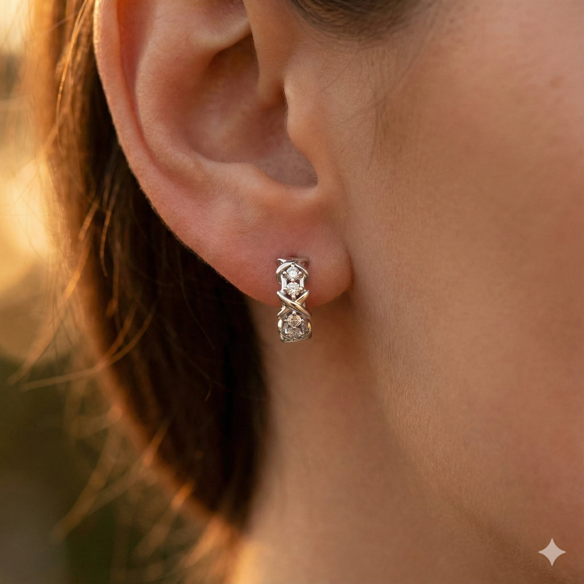 Sterling Silver Earrings with Lab-Created Diamonds