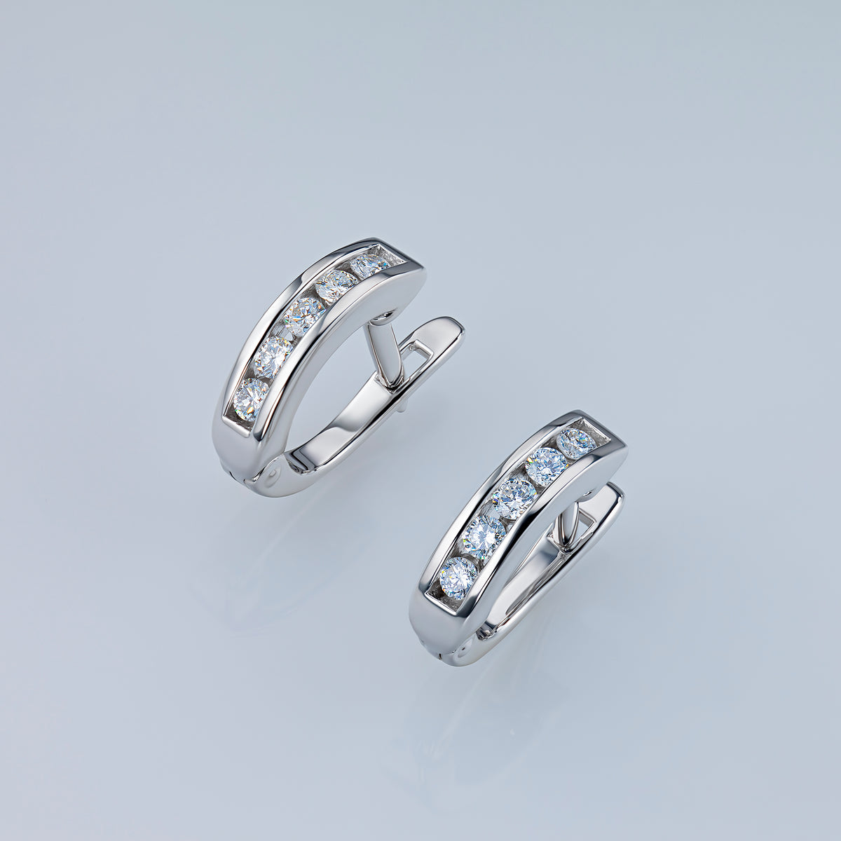 Sterling Silver Earrings with Lab-Created Diamonds
