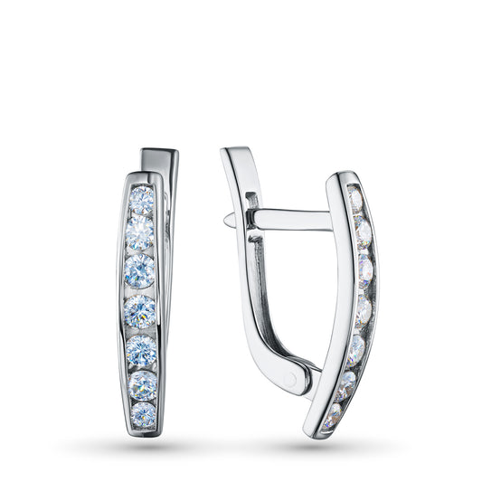 Sterling Silver Earrings with Lab-Created Diamonds