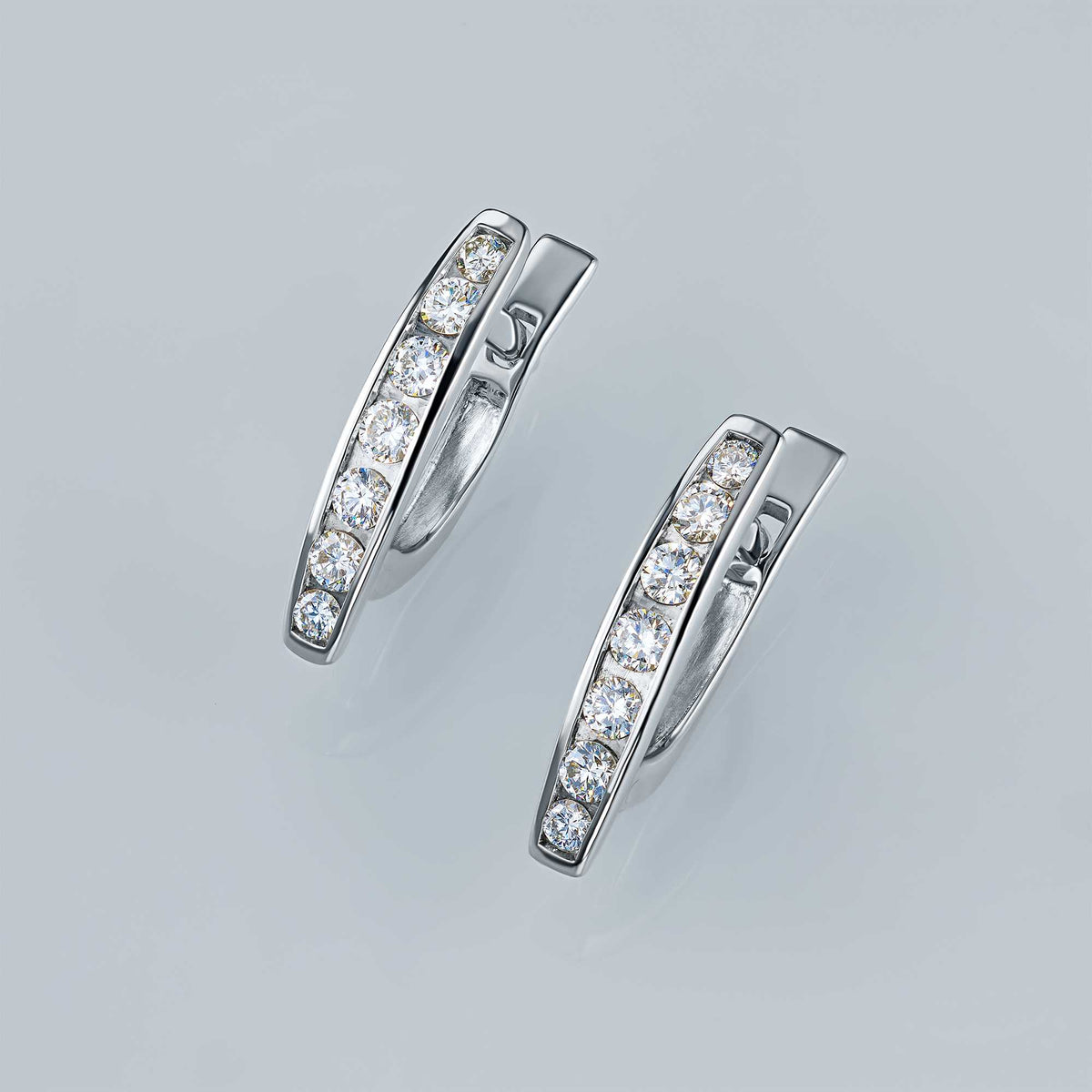 Sterling Silver Earrings with Lab-Created Diamonds