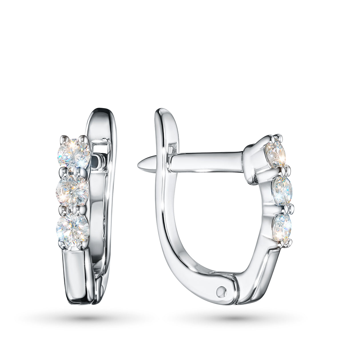 Sterling Silver Earrings with Lab-Created Diamonds