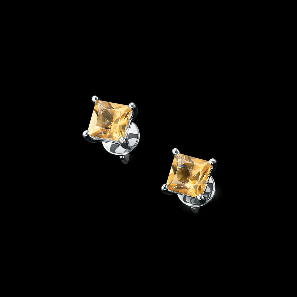 Sterling Silver Earring Studs with Citrine