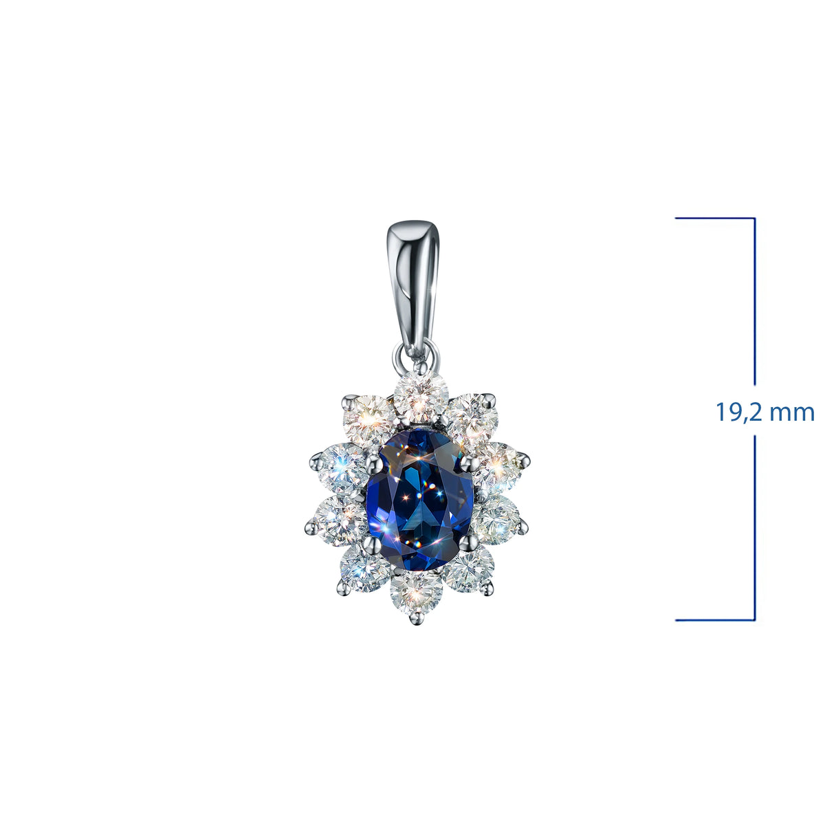 Sterling Silver Pendant with Lab-Created Sapphire and Lab-Created Diamonds
