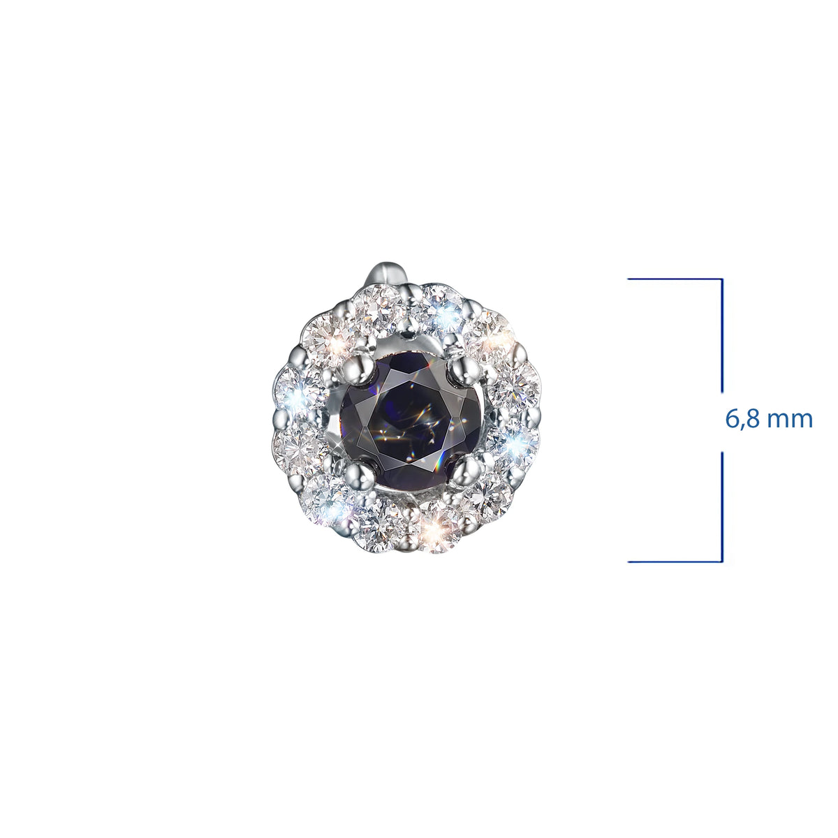Sterling Silver Earring Studs with Lab-Created Sapphire and Lab-Created Diamonds