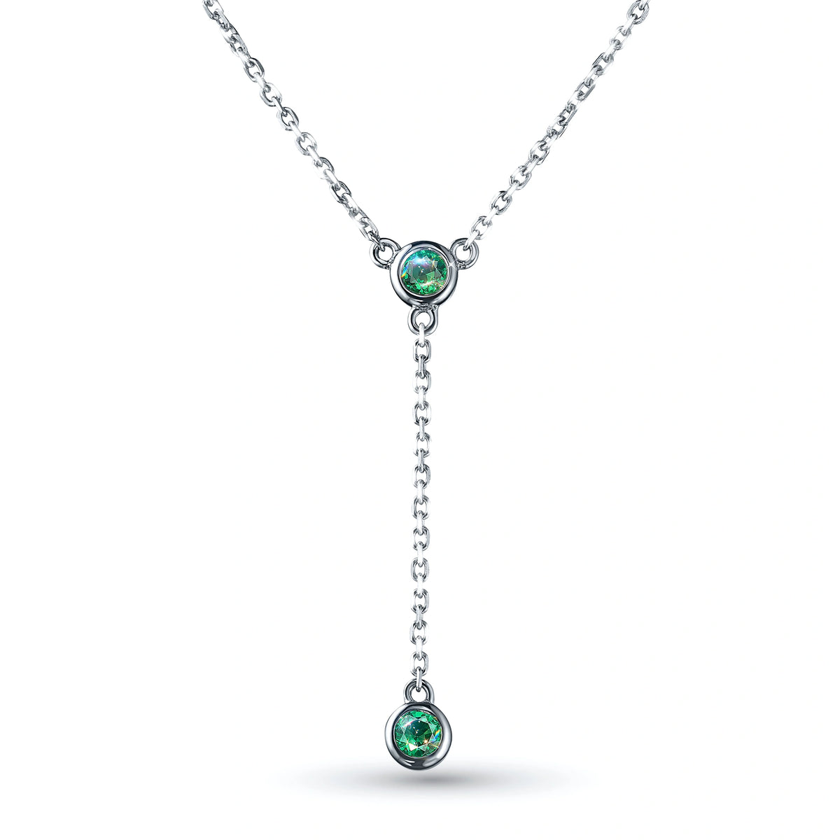 Sterling Silver Necklace with Lab-Created Emerald
