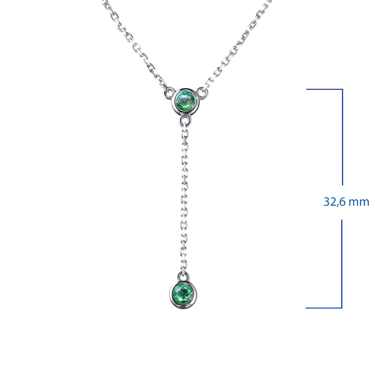 Sterling Silver Necklace with Lab-Created Emerald
