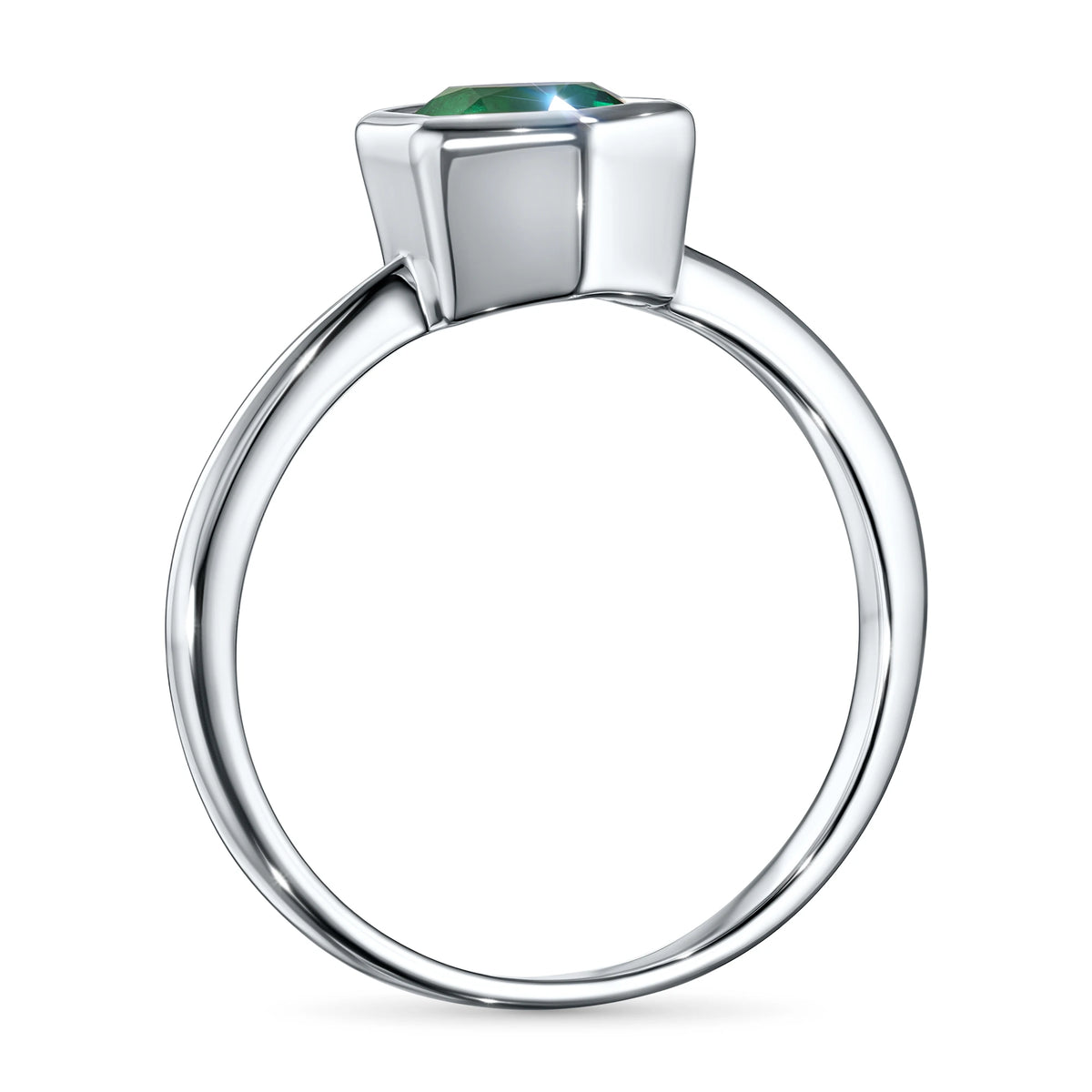 Sterling Silver Ring with Lab-Created Emerald