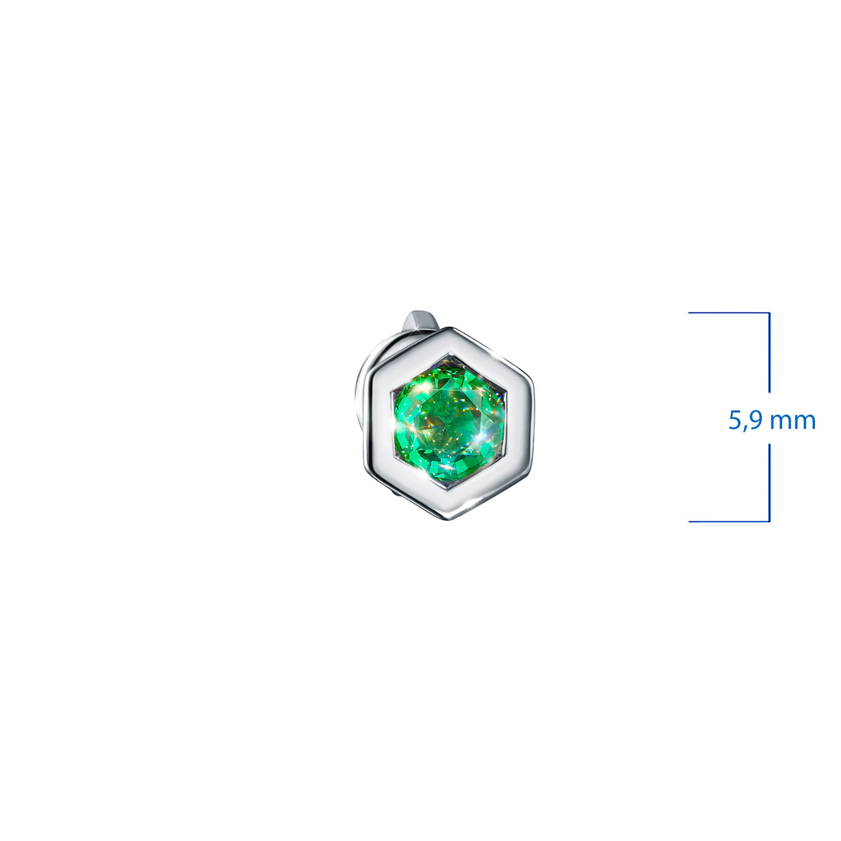 Sterling Silver Earring Studs with Lab-Created Emerald