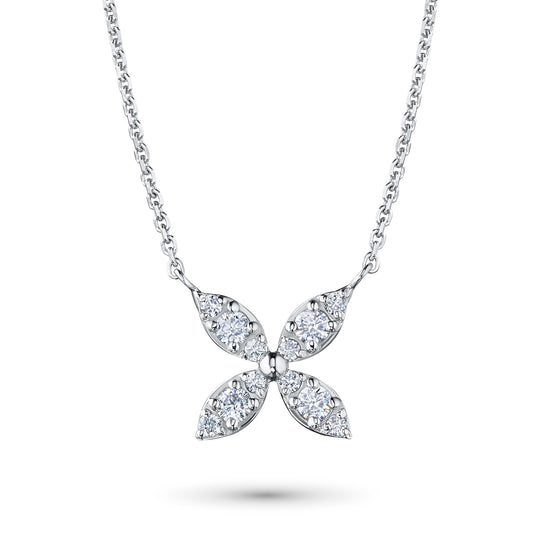 14K White Gold Necklace with Lab-Created Diamonds