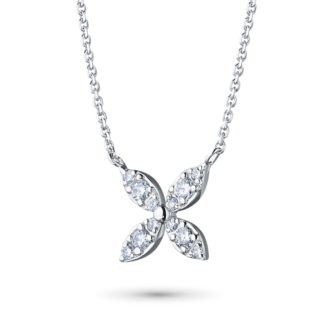 14K White Gold Necklace with Lab-Created Diamonds
