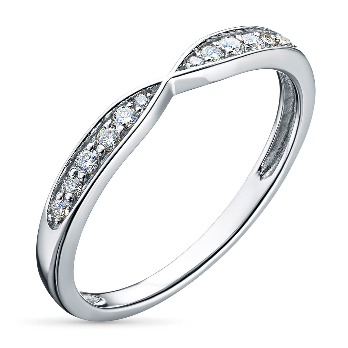 Sterling Silver Ring with Lab-Created Diamonds