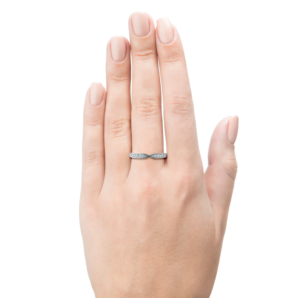 Sterling Silver Ring with Lab-Created Diamonds