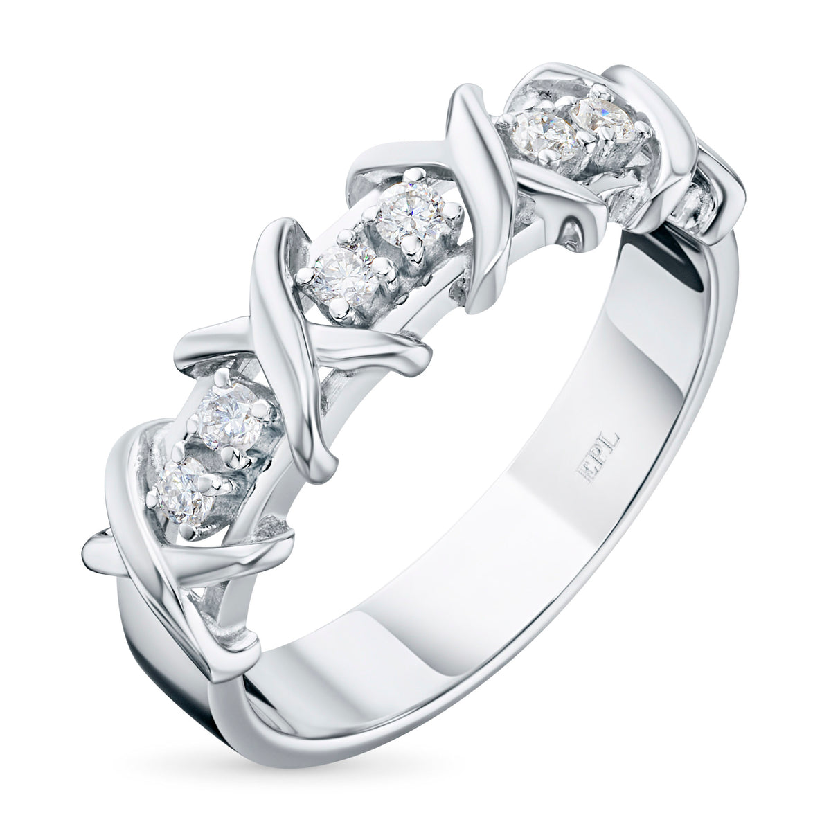 Sterling Silver Ring with Lab-Created Diamonds