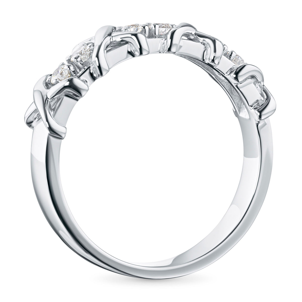 Sterling Silver Ring with Lab-Created Diamonds
