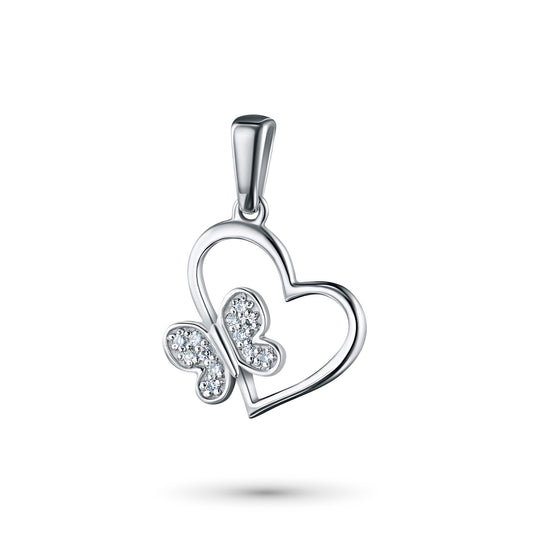 Sterling Silver Pendant with Lab-Created Diamonds