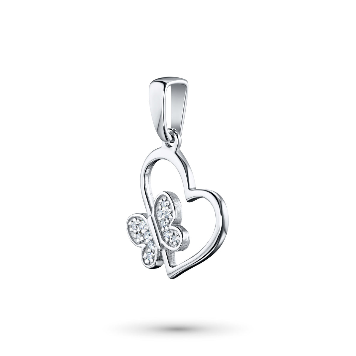 Sterling Silver Pendant with Lab-Created Diamonds