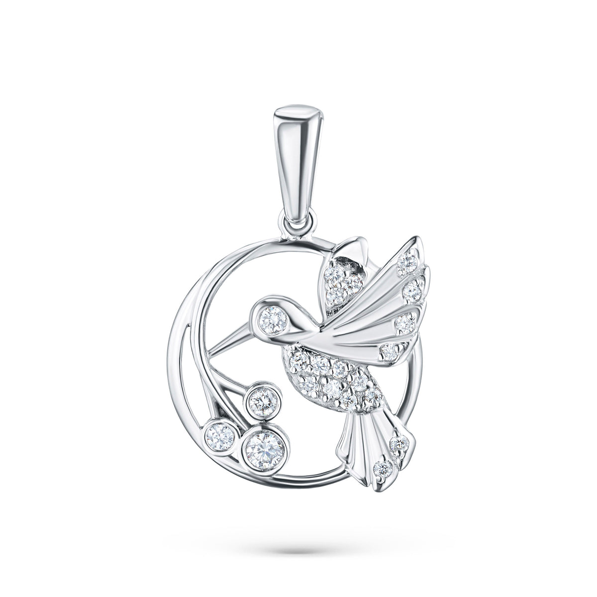 Sterling Silver Pendant with Lab-Created Diamonds