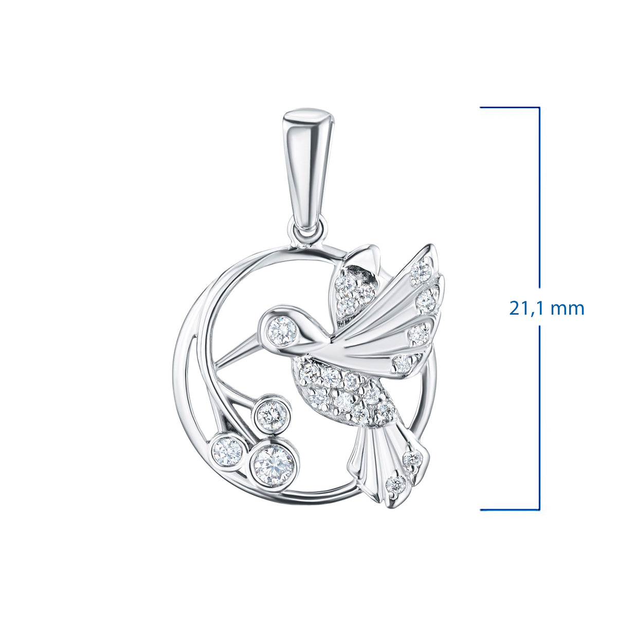 Sterling Silver Pendant with Lab-Created Diamonds