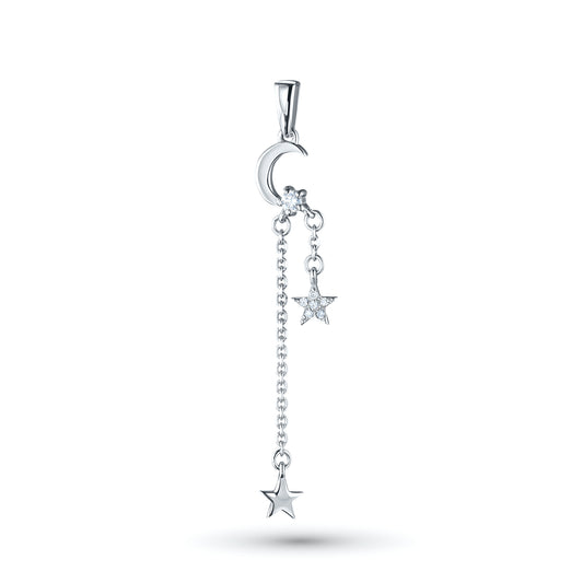 Sterling Silver Pendant with Lab-Created Diamonds