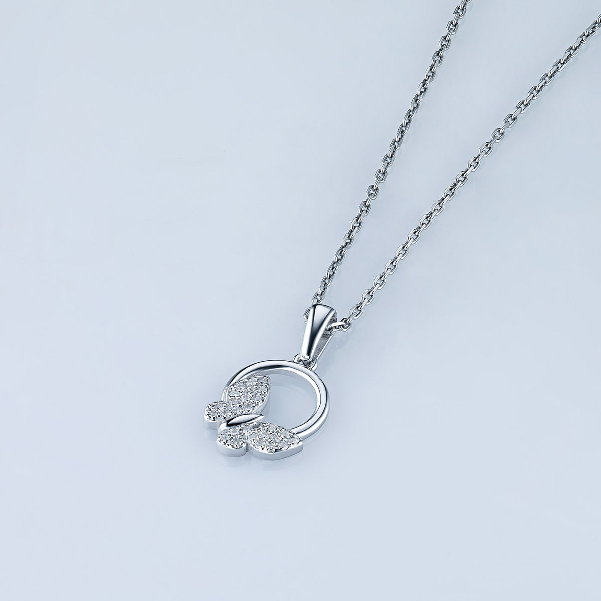 Sterling Silver Pendant with Lab-Created Diamonds