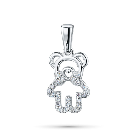 Sterling Silver Pendant with Lab-Created Diamonds