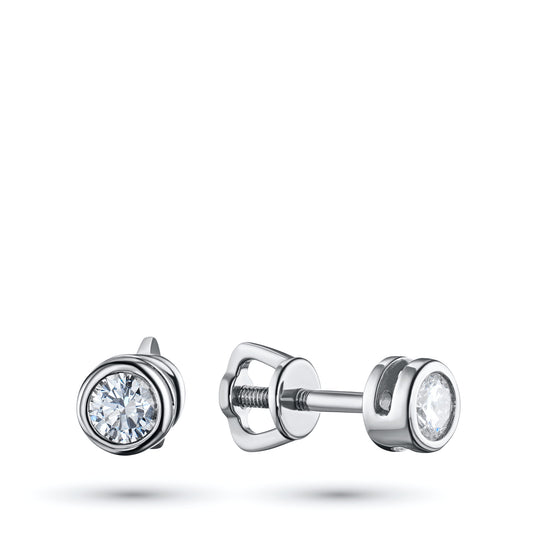 Sterling Silver Earring Studs with Lab-Created Diamonds