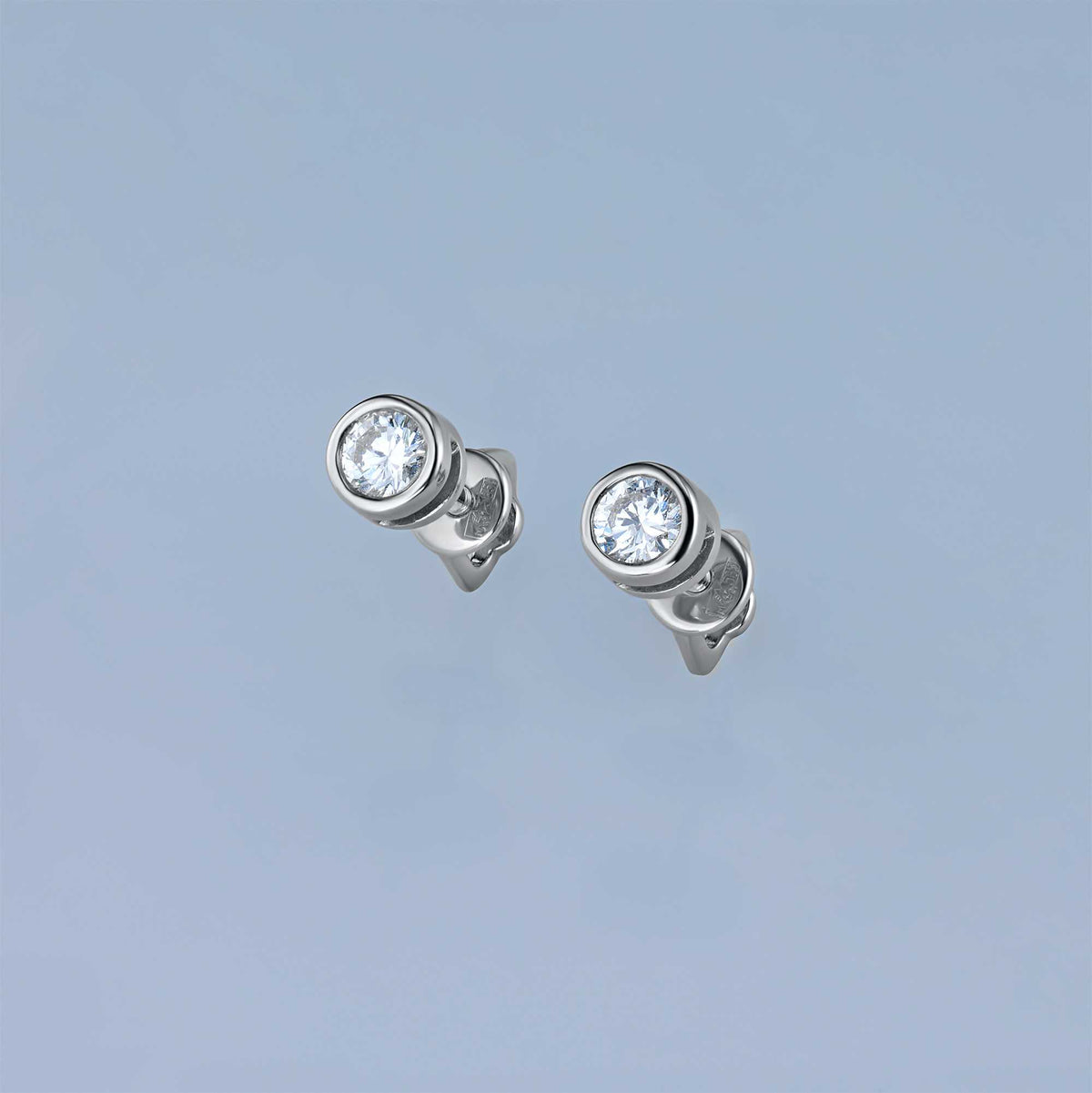 Sterling Silver Earring Studs with Lab-Created Diamonds