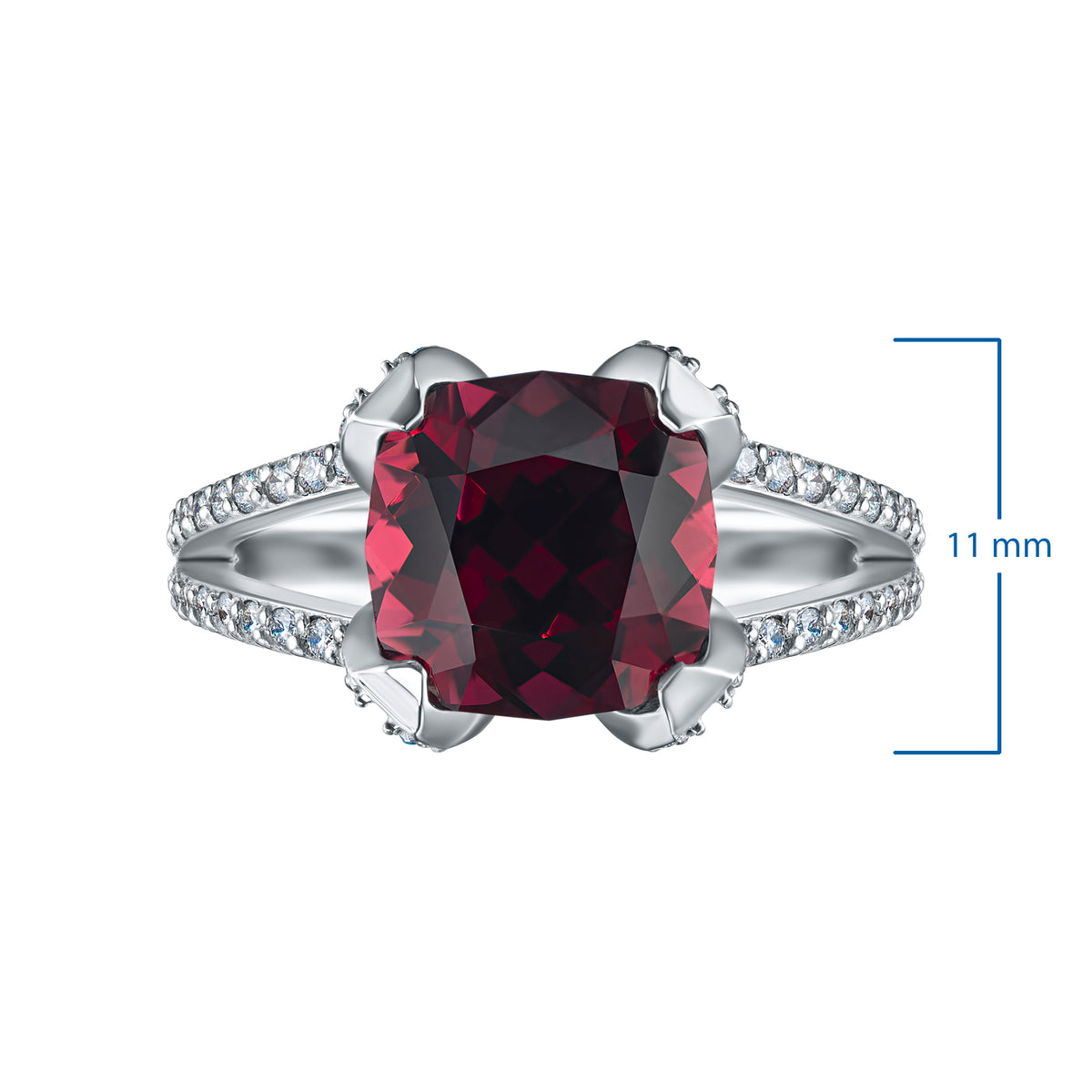14K Yellow Gold Ring with Garnet and Lab-Created Diamonds