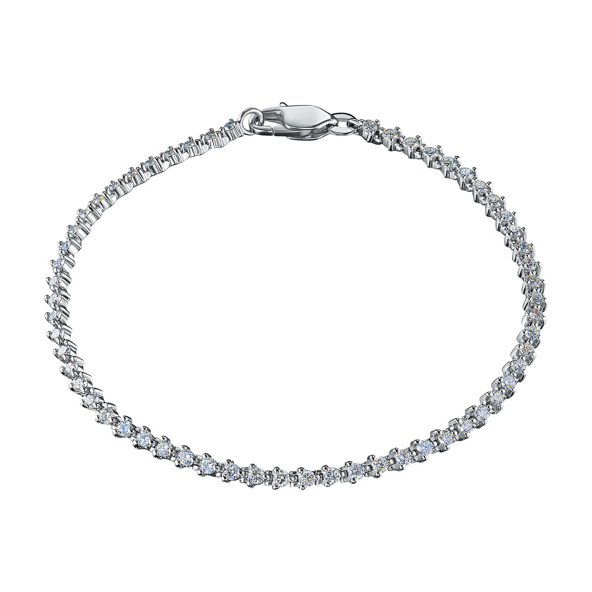 14K White Gold Bracelet with Lab-Created Diamonds