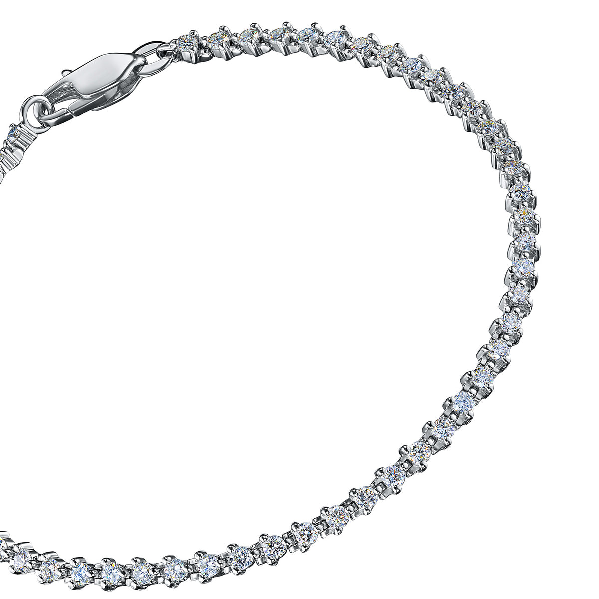14K White Gold Bracelet with Lab-Created Diamonds