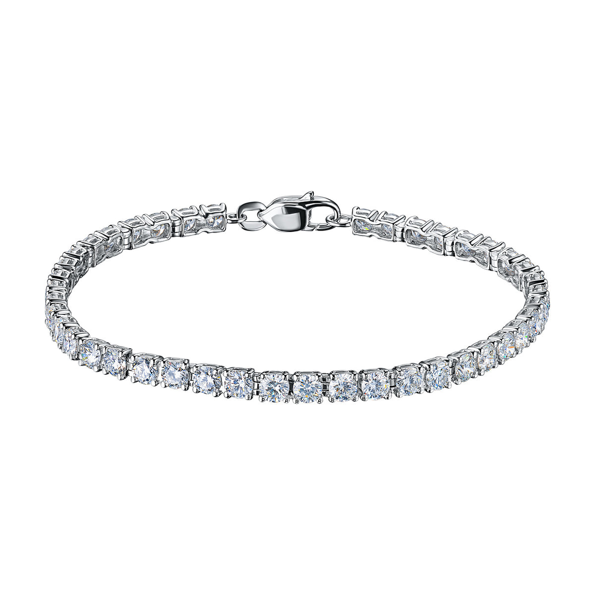 14K White Gold Bracelet with Lab-Created Diamonds
