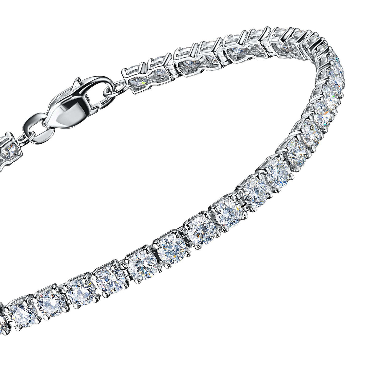 14K White Gold Bracelet with Lab-Created Diamonds